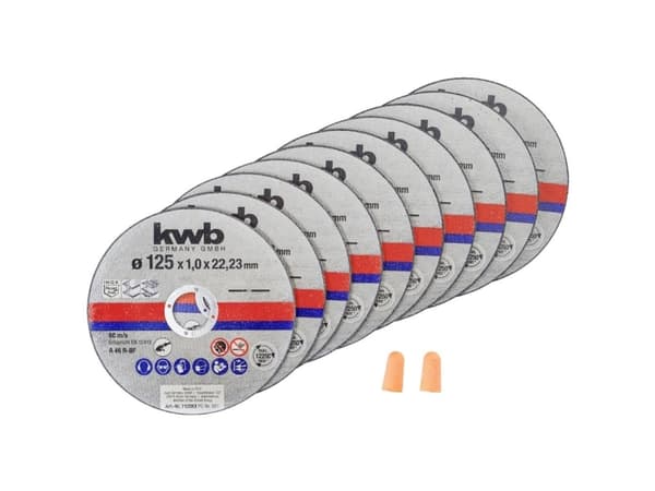 kwb Thin Cutting Disc Set, Klippskiva, Platt i mitten, Metallplåt, Stål, Varje varumärke, 12,5 cm, Rostfritt stål