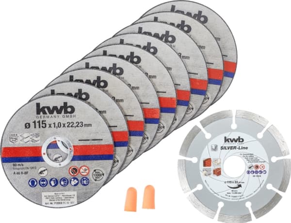 kwb Thin+Diamond Cutting Discs, Klippskiva, Platt i mitten, Tegel, Marmor, Metallplåt, Stål, Sten, Varje varumärke, 11,5 cm, Rostfritt stål