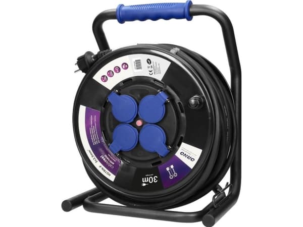 Orno Professional förlängningskabelrulle IP44, 4 uttag 2P+Z, oljebeständig gummikabel, H07RN-F 3x2,5mm?, längd - 30m, unik st
