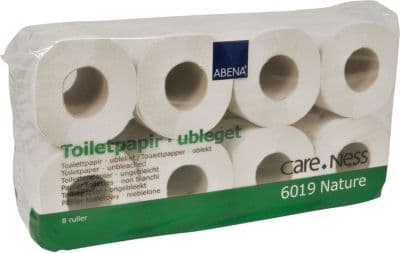 Abena 2-kerroksinen WC-paperi valkoinen - Care-Ness Nature, luonnollinen, 100 % kierrätyspaperi - 8 rullapakkaus