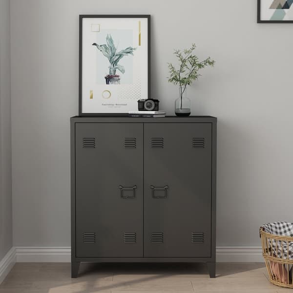 Kontorsskåp Oripää 90x80x33 cm stål svart matt [en.casa]
