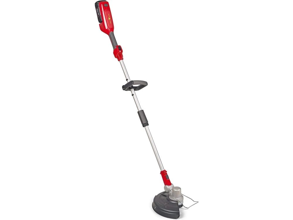 WOLF-Garten 41AS4TES650, Grästrimmer, 30 cm, Blad och nylonlina, D-format handtag, Gjuten aluminium, Svart, Röd, Batteri