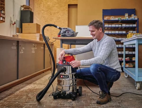 Einhell TC-VC 1930 SA Kit, 1500 W, Trommelvakuum, Tørr & våt, Uten pose, 78 dB, Sort, Rød, Sølv