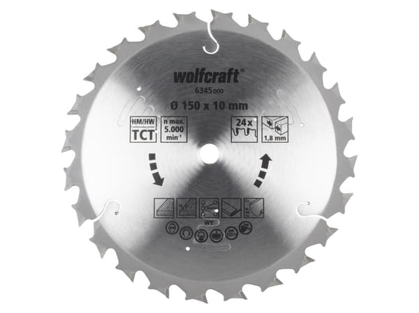 wolfcraft GmbH 6346000, Plast, Stål, Trä, Icke-järnmetaller, Trä med spik, 18,4 cm, 2 cm, Tungsten Carbide Tipped (TCT), 5000 RPM, 1,8 mm