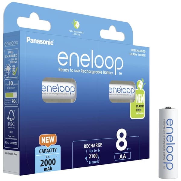 eneloop eneloop HR06 Laddbart batteri AA (R6) NiMH 2000 mAh 1.2 V 8 st