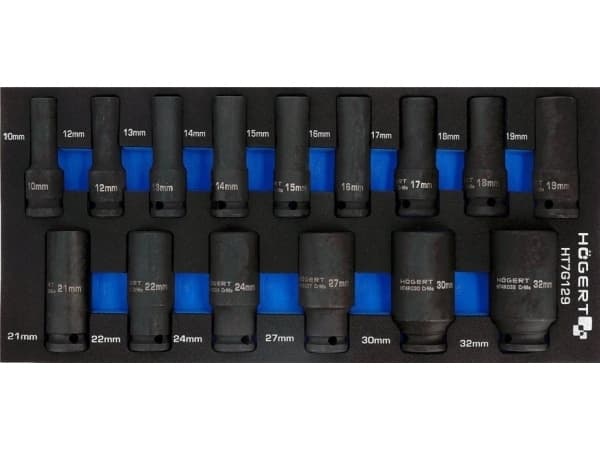 Hogert HT7G129 iskevä hylsysarja; 10-32 mm; 15 kpl.