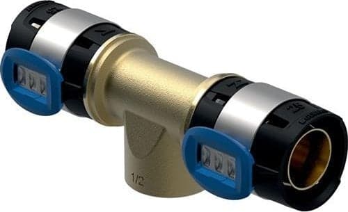 Geberit FlowFit tee 32 mm x 3/4 x 32 mm, blyfri rødgods