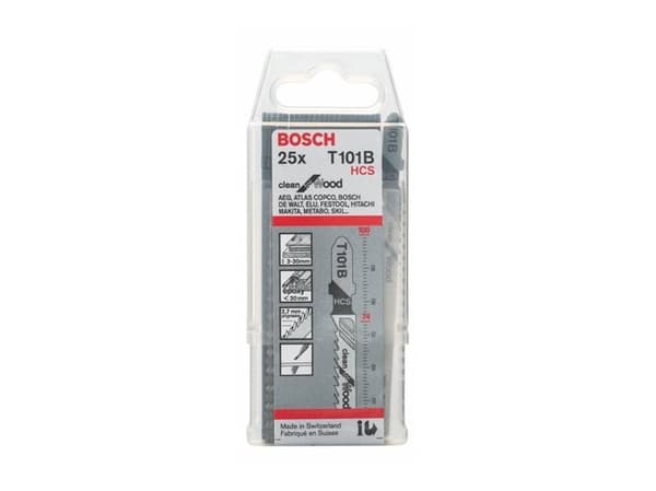 Bosch clean for Wood T 101 B - Sagblad - for plast, kartong, kryssfinér, fiberplate, bløtt tre, epoksy - 25 deler - T-skaft - lengde: 100 mm