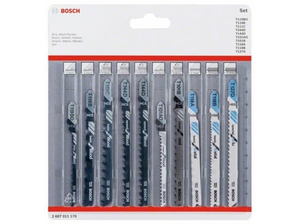 Bosch 2 607 011 170, Kuviosahanterä, Metalli, Puu, Musta, Harmaa, Valkoinen, 10 kpl