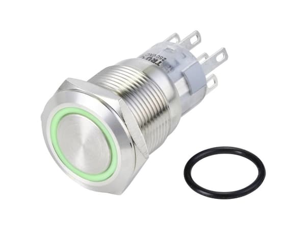 TRU COMPONENTS TC-10090964 LAS1-AGQ-22E/G/24V/S Ilkivallankestävä painonappi 250 V/AC 3 A 2 x On/(On) Painonappi Vihreä IP65 1 kpl 1 kpl
