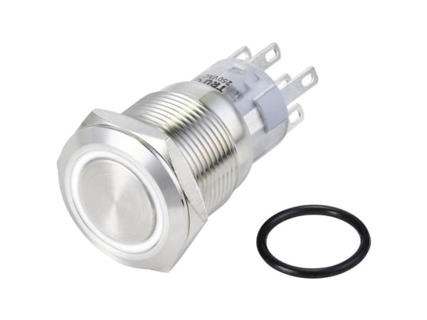 TRU COMPONENTS TC-10090972 LAS1-AGQ-22E/W/24V/S Ilkivallankestävä painonappi 250 V/AC 3 A 2 x On/(On) Painonappi valkoinen IP65 1 kpl 1 kpl