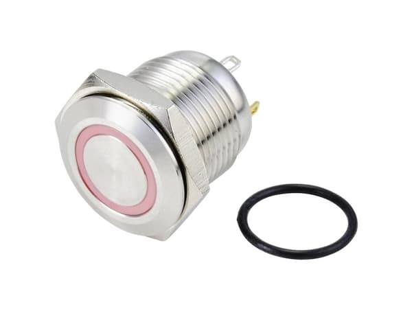 TRU COMPONENTS TC-10090912 GQ16F-10E/J/R/24V/S Ilkivallankestävä painonappi 48 V/DC 2 A 1 x Pois päältä/(Päälle) Painonappi Punainen IP65 1 kpl 1 kpl