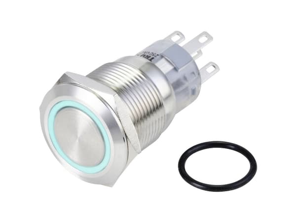TRU COMPONENTS TC-10090952 LAS1-AGQ-11ZE/B/24V/S Ilkivallankestävä painonappi 250 V/AC 3 A 1 x On/On Napsautus Sininen IP65 1 kpl 1 kpl