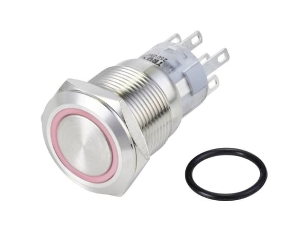 TRU COMPONENTS LAS1-AGQ-22E/R/24V/S Hårddragna tryckknappar 250 V/AC 3 A 2 x On/(On) Touching Röd IP65 1 st