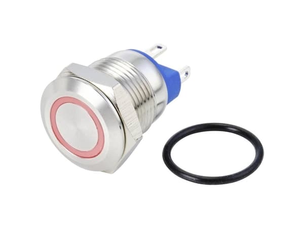 TRU COMPONENTS GQ12-AF-10E/J/R/24V/S Hårddragna tryckknappar 48 V/DC 2 A 1 x av/(på) beröring Röd IP67 1 st