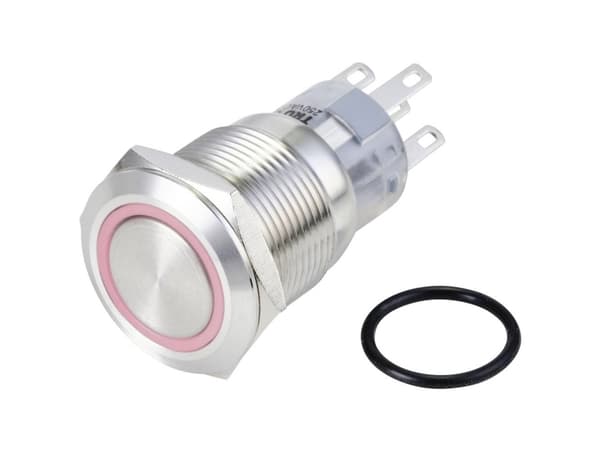 TRU COMPONENTS LAS1-AGQ-11ZE/R/24V/S Hårddragna tryckknappar 250 V/AC 3 A 1 x On/On Klickande Röd IP65 1 st