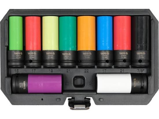 Yato YT-10564, Kraftpipesett, Flerfarget, 10 hoder, 1/2", Metrisk, 15,17,19,21,22,23,24 mm