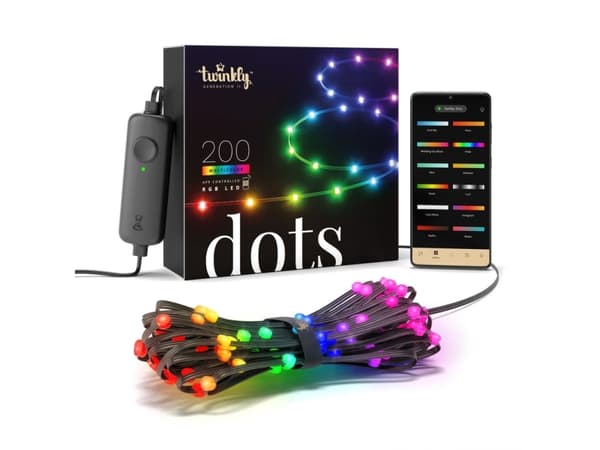 Twinkly Dots - Stränglampor - LED - klass G - RGB-lampa - svart