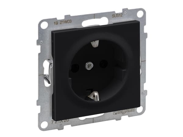 Legrand Socket Auto Terminals Shuttered Black