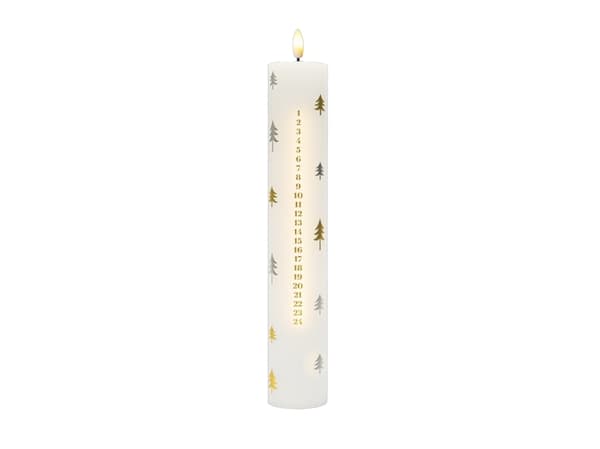 Sille Kalenderljus Ø5xH29,8cm guld/silver träd