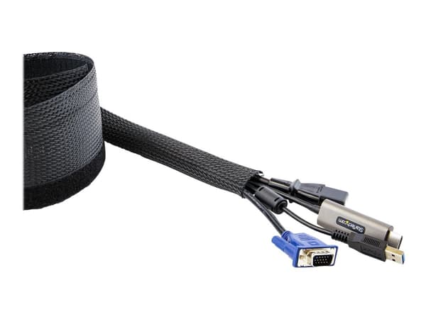 StarTech.com 10ft (3m) Cable Management Sleeve, Trimmable Heavy Duty Cable Wrap, 1.2" (3cm) Dia Polyester Mesh Computer Cable Manager/Protector/Conce