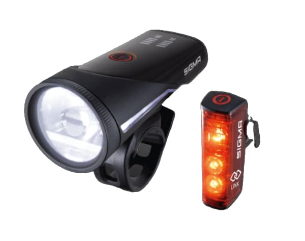 Sigma Sport Aura 100 Set + Blaze Link, Frontlys + baklys (sett), Sort, IPX4, LED, Rød, Hvit, 100 lm