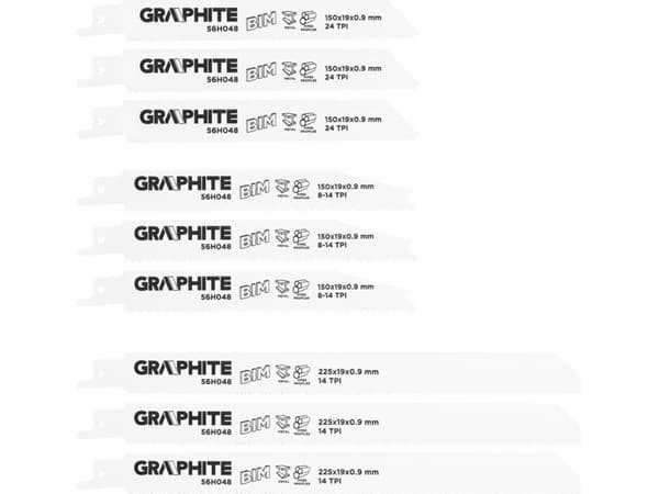 Graphite Reciprocating Saw Blades (Sword Saw Blades, BIM, Set of 3)