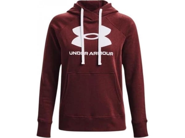 Under Armour Women's Rival Fleece Logo Hoodie Burgundy 1356318 690