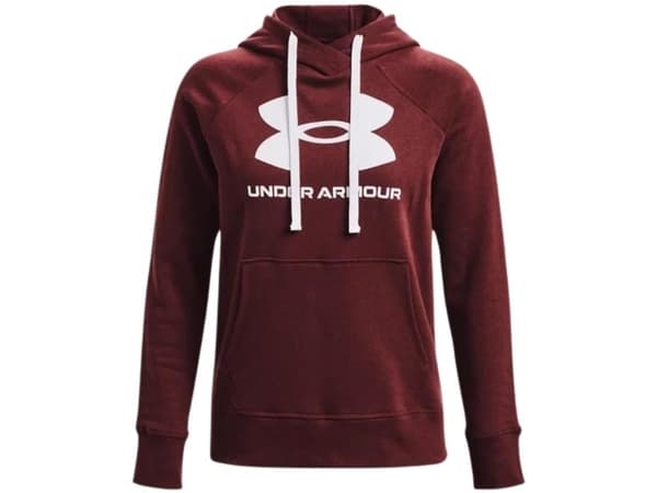 Under Armour Women's Rival Fleece Logo Hoodie Burgundy 1356318 690