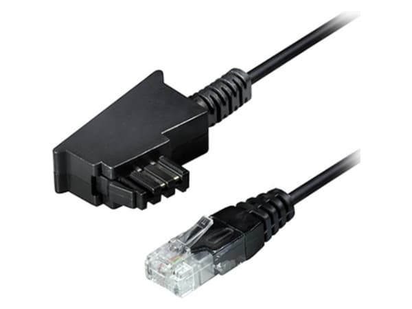 Maxtrack Anslutningskabel för telefon (analog) [1x TAE-F-kontakt - 1x LAN (10/100 Mbps)] 10 m Svart