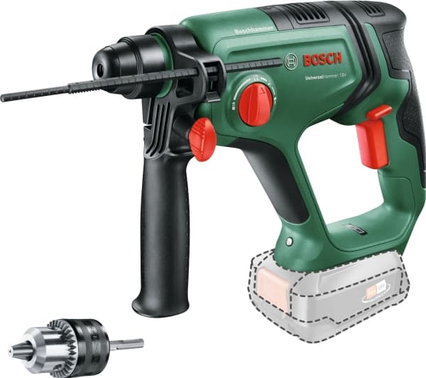 Bosch UniversalHammer 18V - Roterende hammer - trådløs - SDS-plus - 2 joule - uten batteri, ingen lader - 18 V - SOLO