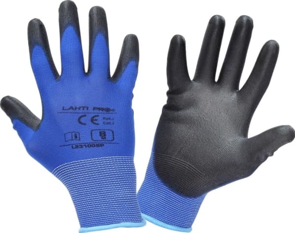 Lahti Pro BLUE-BLACK PU GLOVES L231008P, CARD, "8", CE, LAHTI