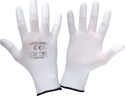 Lahti Pro PU END GLOVES PILE. WHITE L231107P, CARD, "7", CE, LAHTI