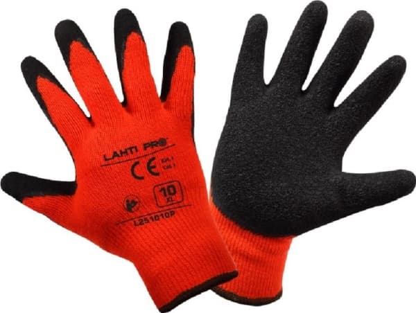 Lahti Pro isolerte lateksbelagte hansker svart og oransje 9" (L251009P)