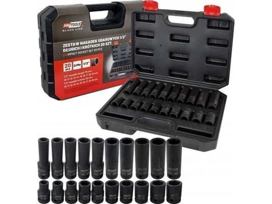 AWTOOLS LYHYT & PITKÄ 1/2" 20-osainen MUSTA LINJAPUTKI SUCKS