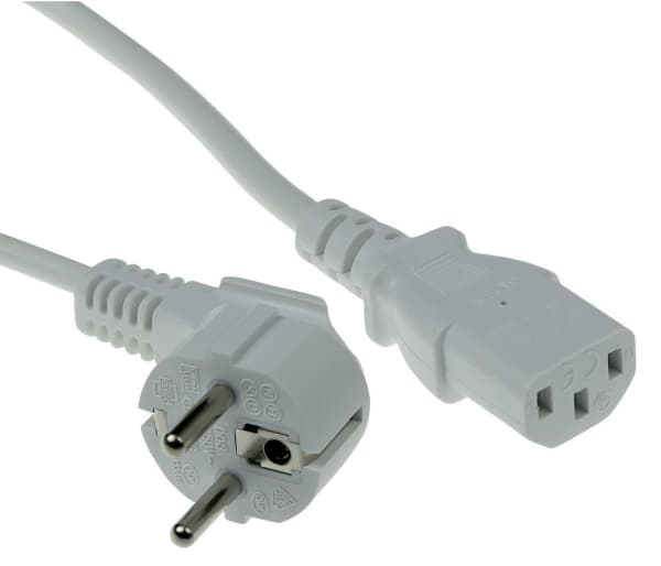 ACT PWRCORD CEE7/7 ANG-C13 WH 5,0M