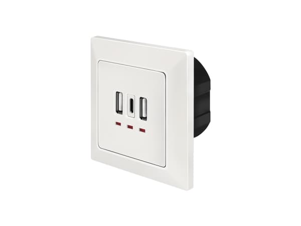 LogiLink PA0254, 2 x USB A + 1 x USB C, Vit, 230 V, 50 hz, 5 V, 3 A Vit