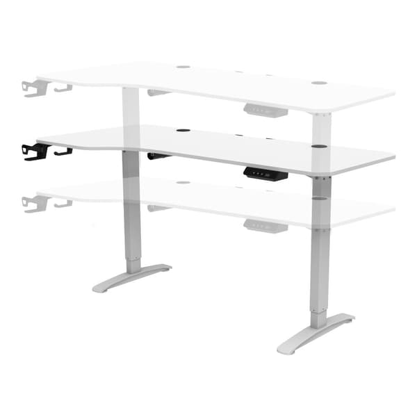 Höj och sänkbart skrivbord Oxnard sitt/stå L-format 160x60/75 cm vit [pro.tec]