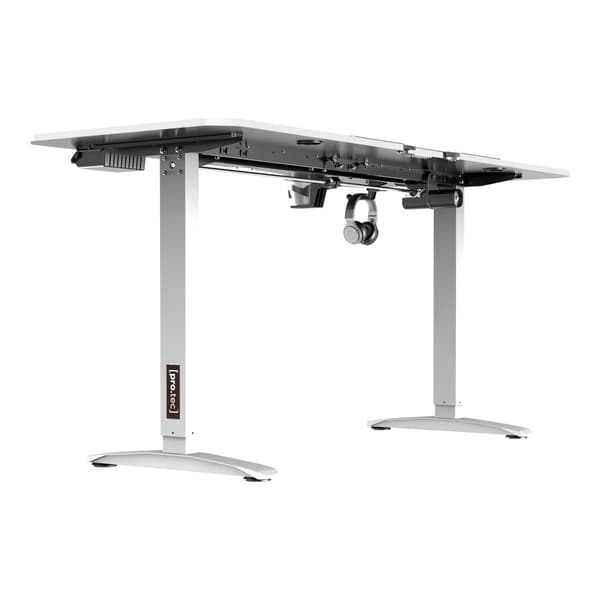 Höj och sänkbart skrivbord Oxnard sitt/stå L-format 160x60/75 cm vit [pro.tec]