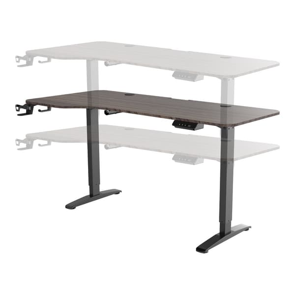 Höj och sänkbart skrivbord Oxnard sitt/stå L-format 160x60/75 cm valnötsfärg [pro.tec]