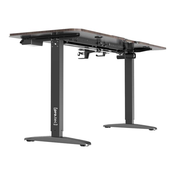 Höj och sänkbart skrivbord Oxnard sitt/stå L-format 160x60/75 cm valnötsfärg [pro.tec]