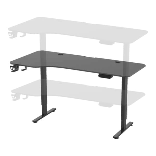 Höj och sänkbart skrivbord Oxnard sitt/stå L-format 160x60/75 cm svart [pro.tec]