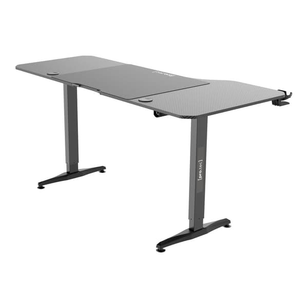 Höj och sänkbart skrivbord Oxnard sitt/stå L-format 160x60/75 cm svart [pro.tec]