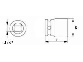 JONNESWAY SLAGSTØTTE LANG 3/4" 46mm CR-MO