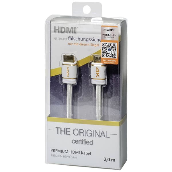 Maxtrack HDMI Anslutningskabel HDMI-A-kontakt, HDMI-A-kontakt 2.00 m Vit C 216-2 L 4K UHD HDMI-kabel