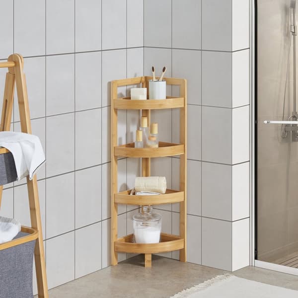 Hörnhylla Lestijärvi badrumshylla 80x23x23 cm bambu [en.casa]