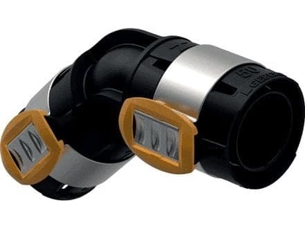 Geberit FlowFit mutka 45°, 63 mm, musta PPSU