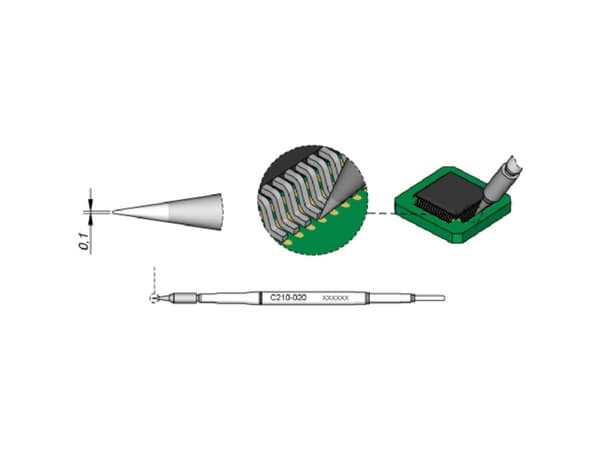 JBC Tools C210020 Loddespids Rund form, lige Spidsstørrelse 0.1 mm Indhold 1 stk