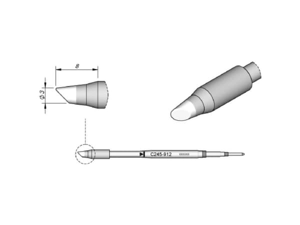 JBC Tools C245912 Loddespids Rund form, skråtskåret Spidsstørrelse 3.0 mm Indhold 1 stk