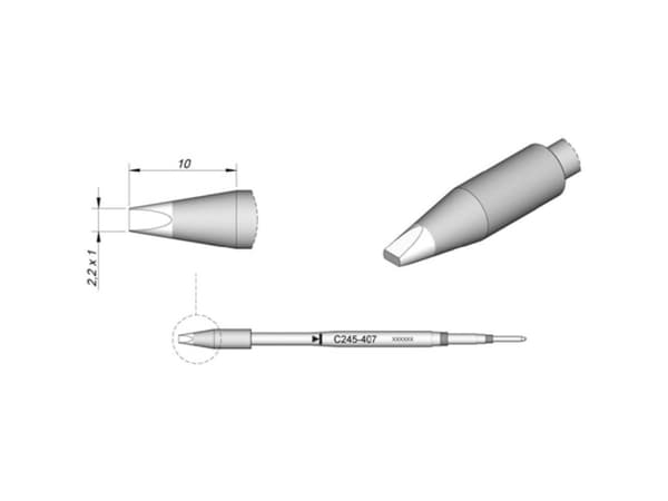 JBC Tools C245407 Lödspets Mejselformad, rak Spetsstorlek 1,0 mm Spetslängd 10 mm Innehåll 1 st